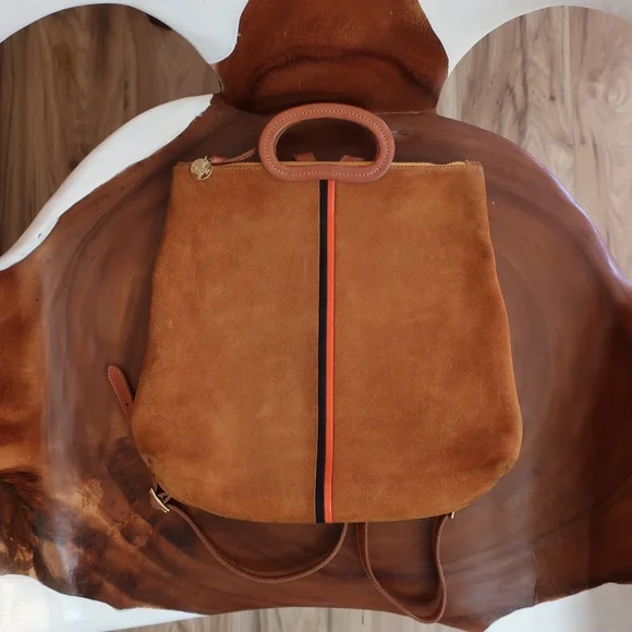 Clare V Bags Clare V Marcelle Backpack In Camel Suede Wnavy